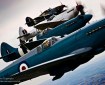 Spitfires and Hurricanes Flying in Formation Over Lincolnshire