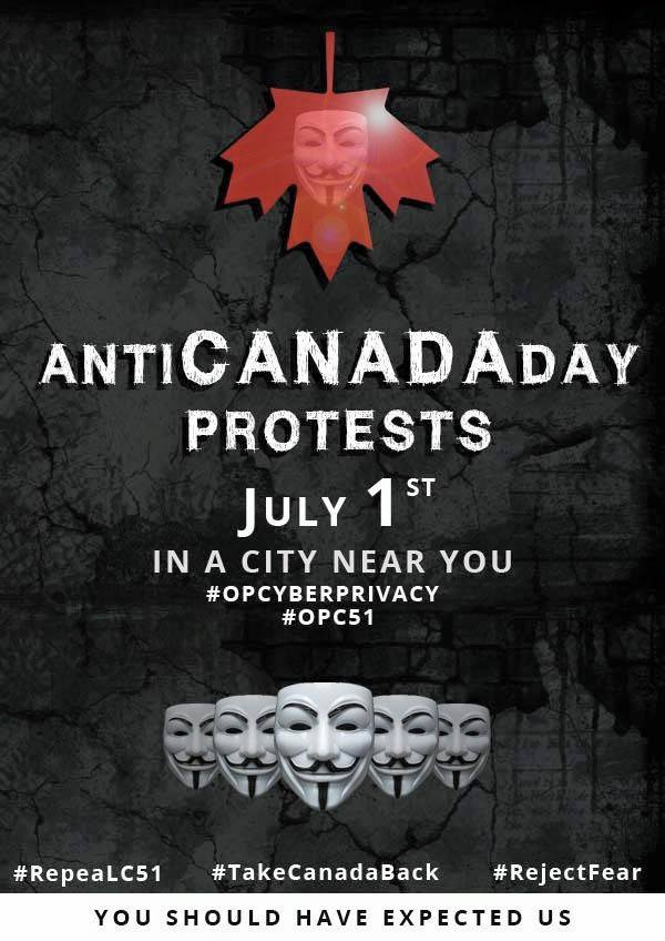 AntiCanadaDay from OpCyberPrivacy of Anonymous via AnonymousVancouver on Facebook