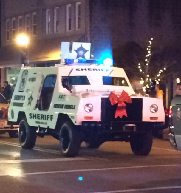 Ho Ho Holy Shit! Small town Virginia Sheriff's Department has mine-resistant APC's, total confidence in their masculinity thank you for asking. Photo by Mike Still